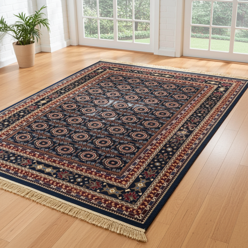 Black Floral Persian Rug 002
