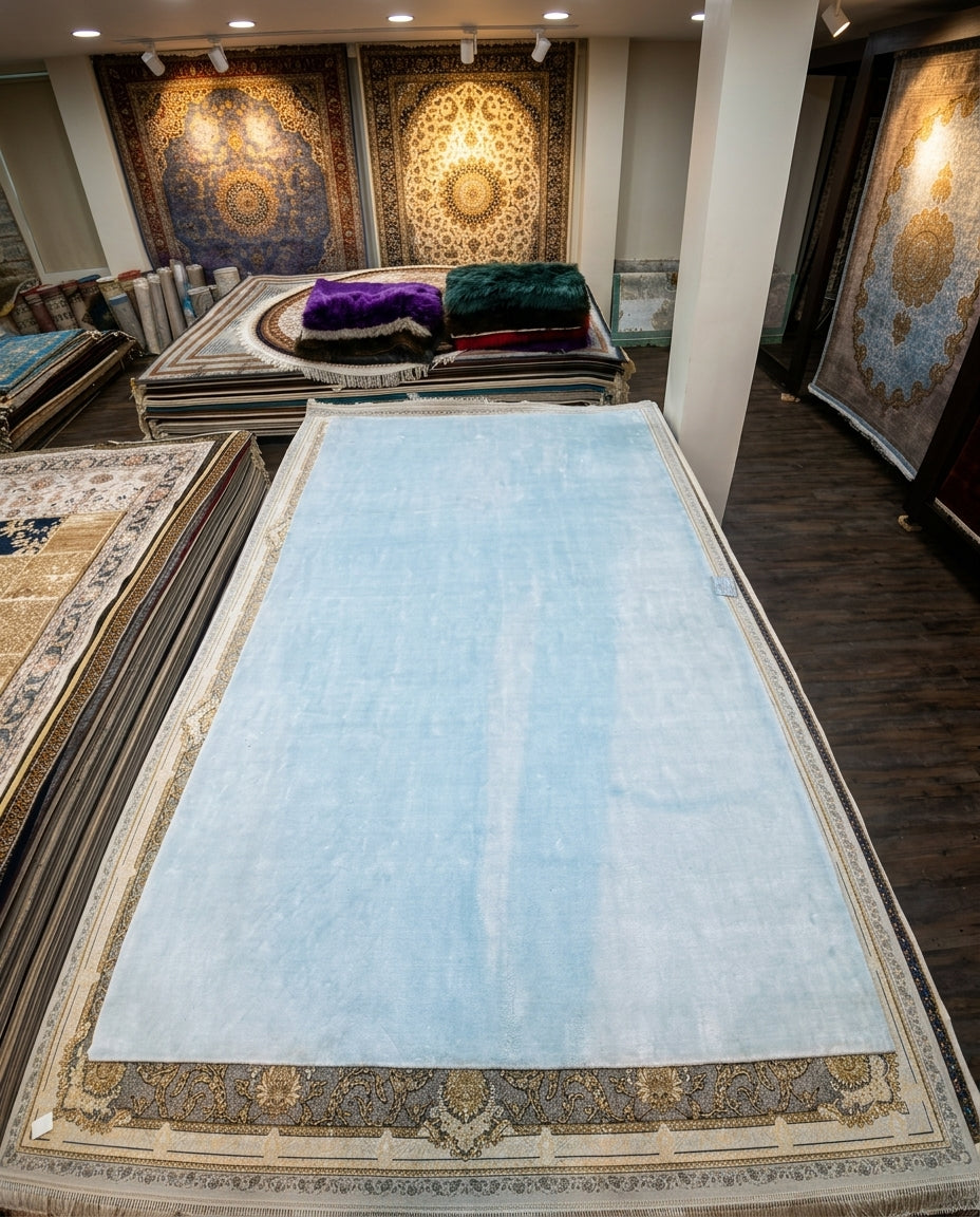 Sky Blue Persian Carpet 001