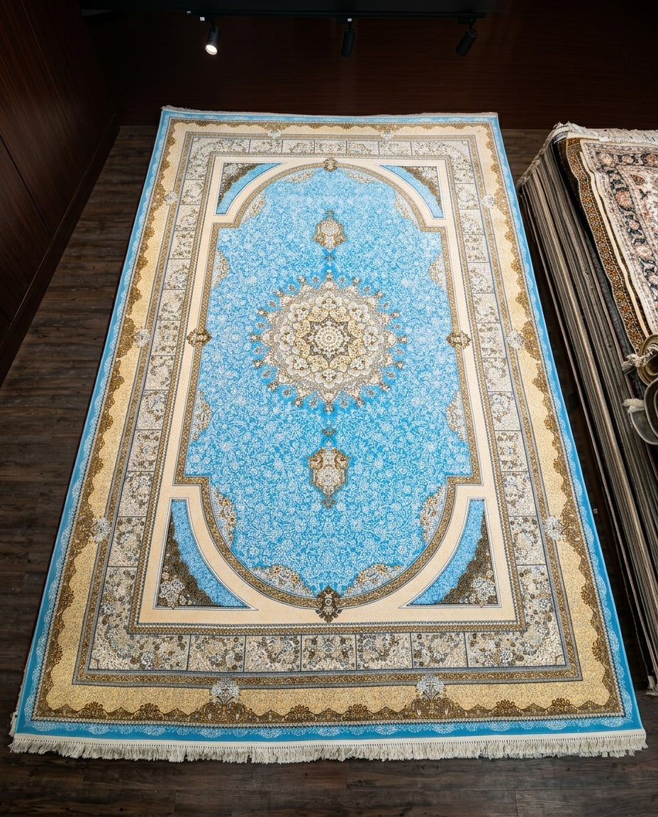 Sky Blue Persian Carpet 003